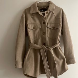 Zara shacket, coat , jacket  Belted over shirt